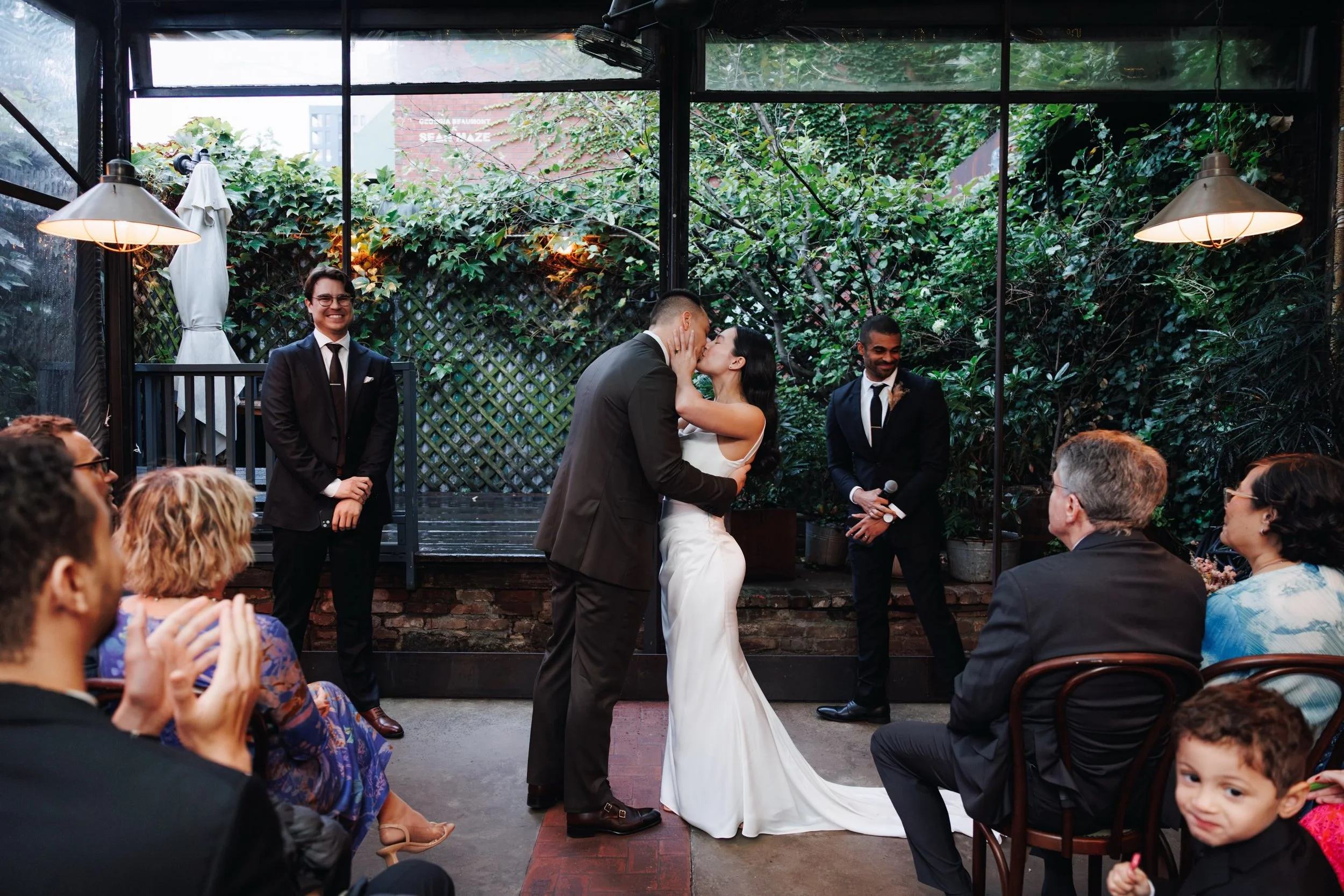 A wedding first: "For the first time as a married couple, Mr. &amp; Mrs. Kylee Pierce." And everyone cheered extra loud. Your wedding, your rules, your new traditions❤️

Venue @aurorabrooklyn 
Coordination @thedayofcompany 
HMU @missharlequ