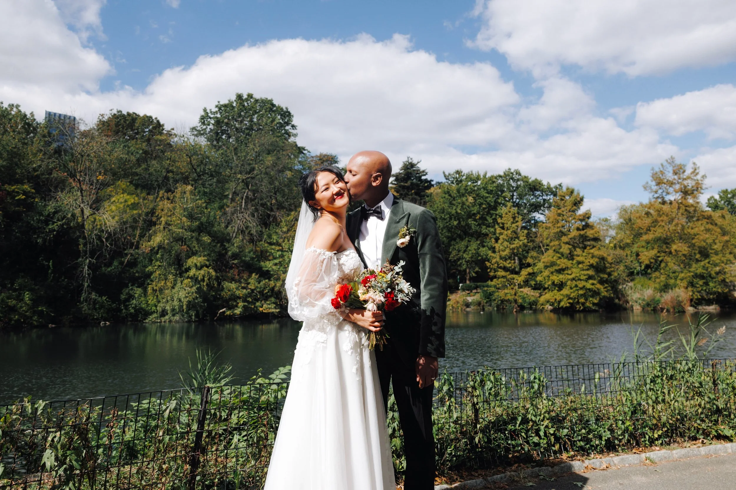 🎊Happy One Year Anniversary (one week late) to Gaby &amp; Shaun, who practically floated on Cloud 9 through Central Park the morning of their elopement. 
I hope you had a beautiful anniversary celebration - a few favorite digital and film memories f