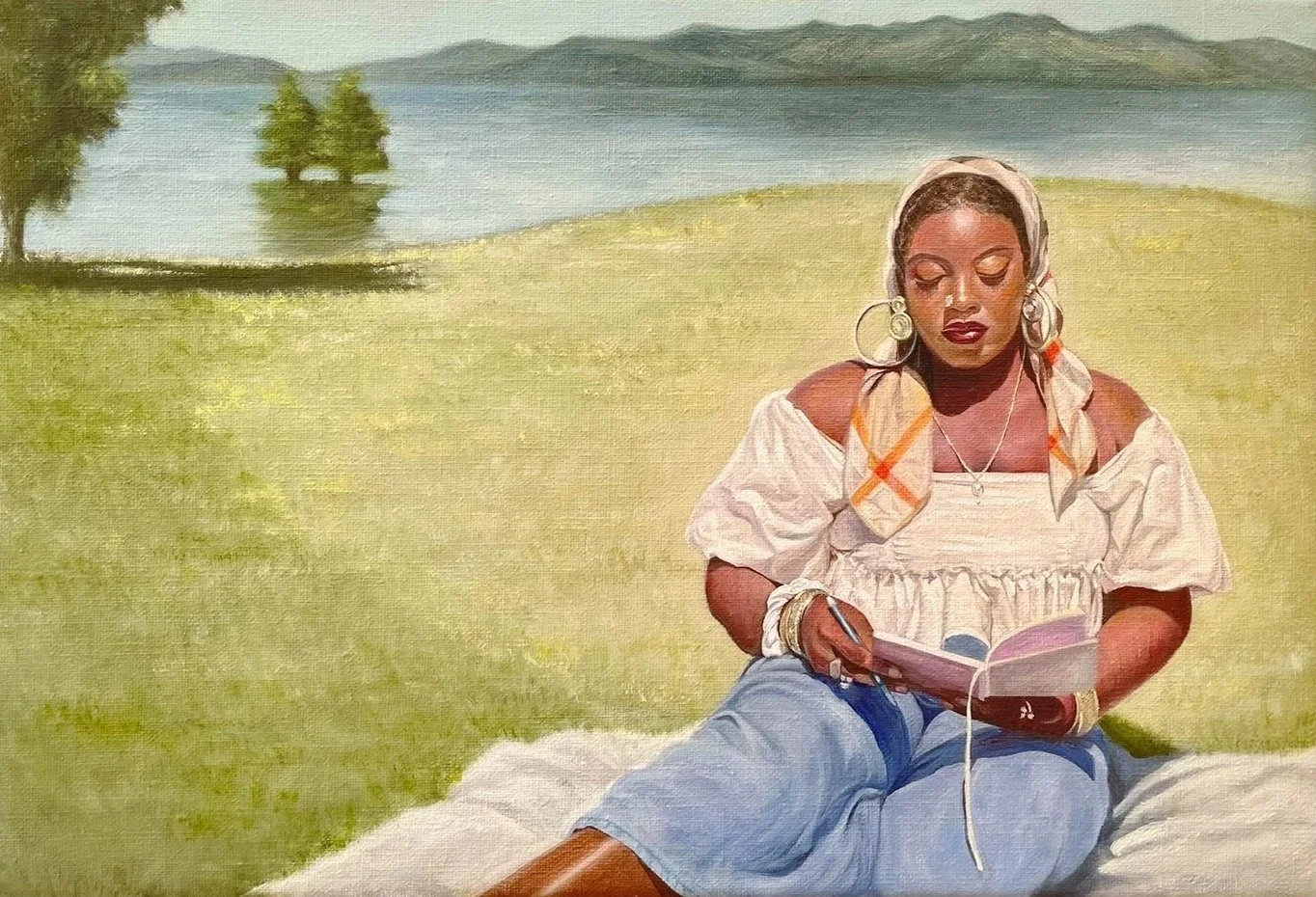 Reading-3, oil on linen, 11''x 16''
