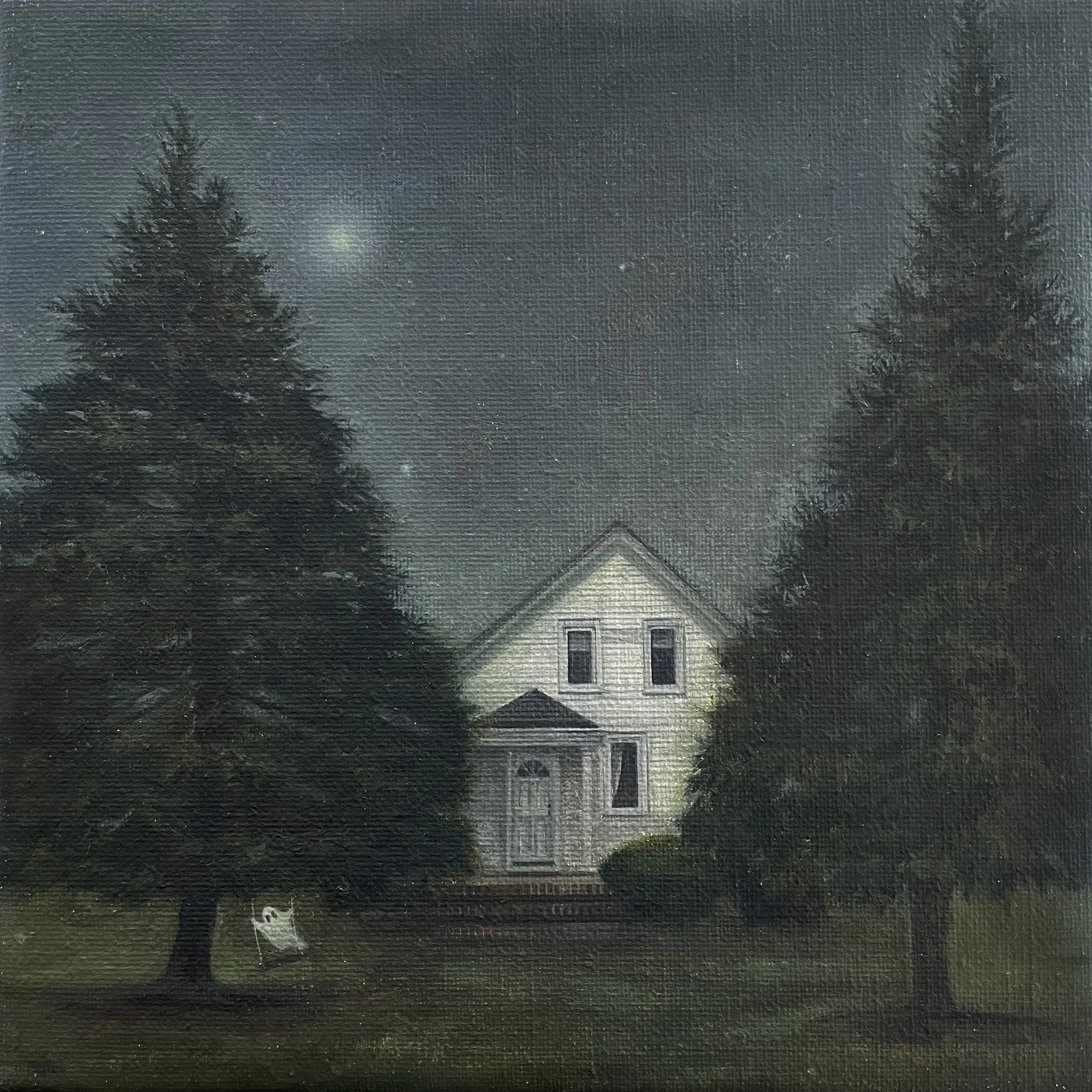 Secret Play, 2026 · oil on linen · 8 × 8 in.
