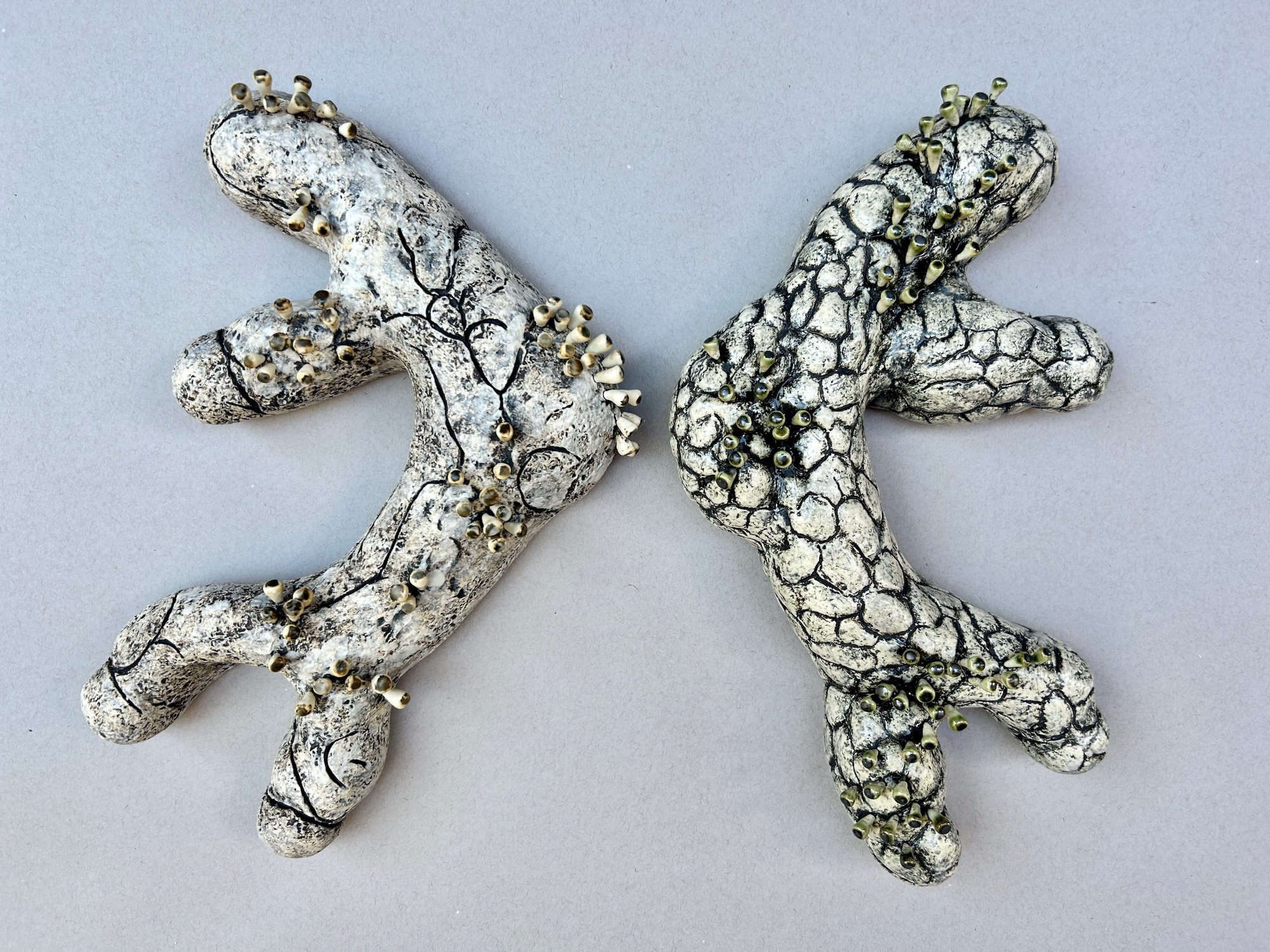 Tufa Creatures, ceramic, L- 14.5 x 8 x 3”
R- 14.5 x 8.5 x 3”, 2024