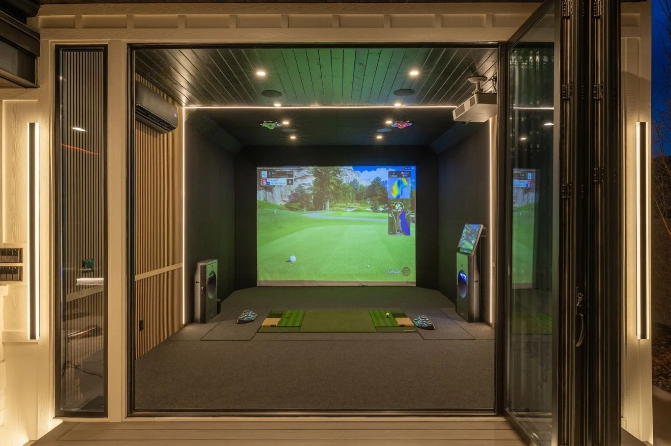 Photo dump of this awesome custom GolfShed in Alpine, Utah. 
.
What&rsquo;s your favorite part about it?
.
#golfsheds #golf #outdoorgolfsimulator #golfaddict