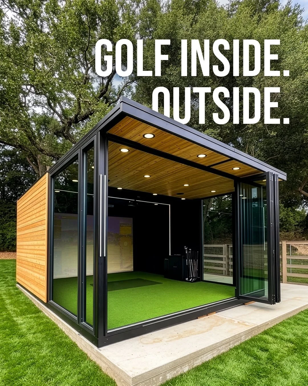 Your private golf lounge ✨

The Platinum+ Edition isn&rsquo;t just a simulator, it&rsquo;s a 330 sq. ft. architectural masterpiece. We&rsquo;ve combined HSS structural steel, dual-paned glass, and a luxury interior to create the most immersive hittin
