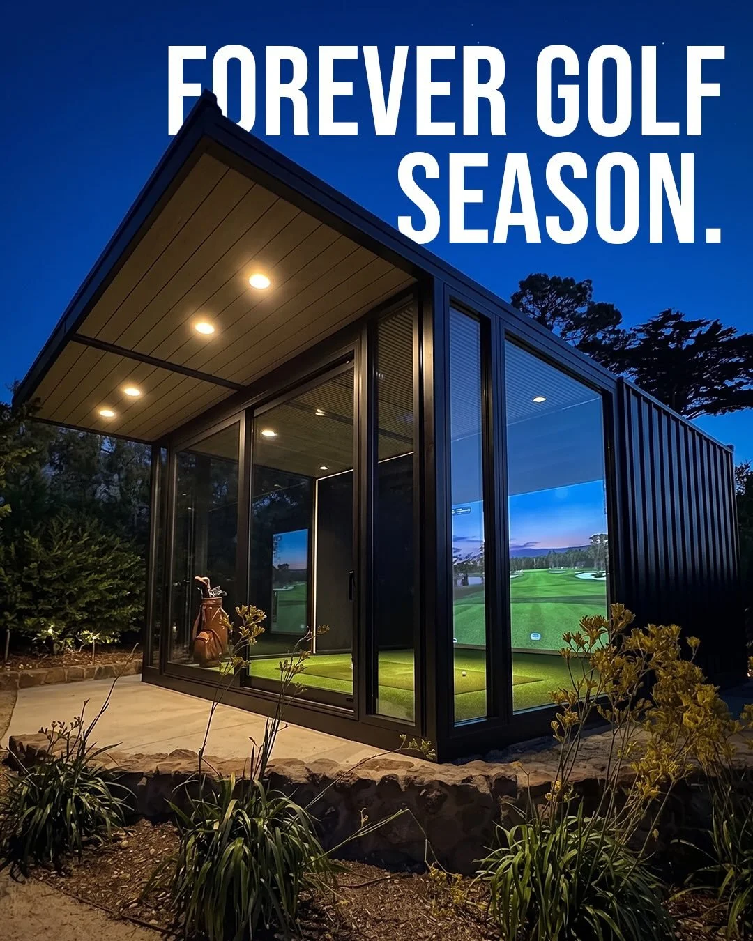 Golf. Whenever you want it. 🌧️☀️

A golf simulator in your backyard means a forever golf season. The Platinum Golfshed is the ultimate golf destination,  right in your backyard. 

- Top-tier steel and dual-paned glass 
- 15&rsquo; x 19&rsquo; interi
