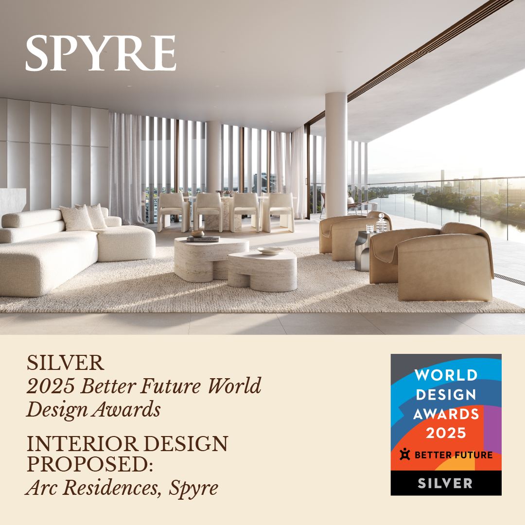 A tile of Spyre's award for Silver - Interior Design Proposed - Arc Residences for – 2025 Better Future World Design Awards