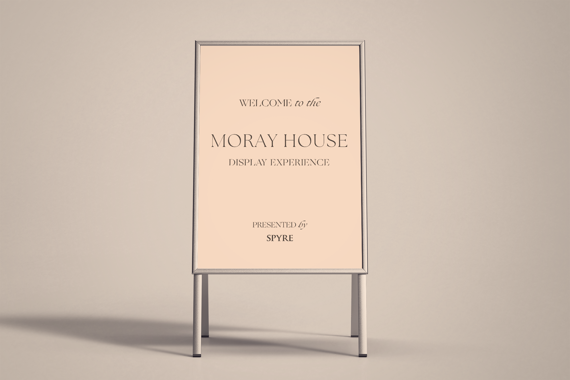 Spyre's Moray House event sign mockup.