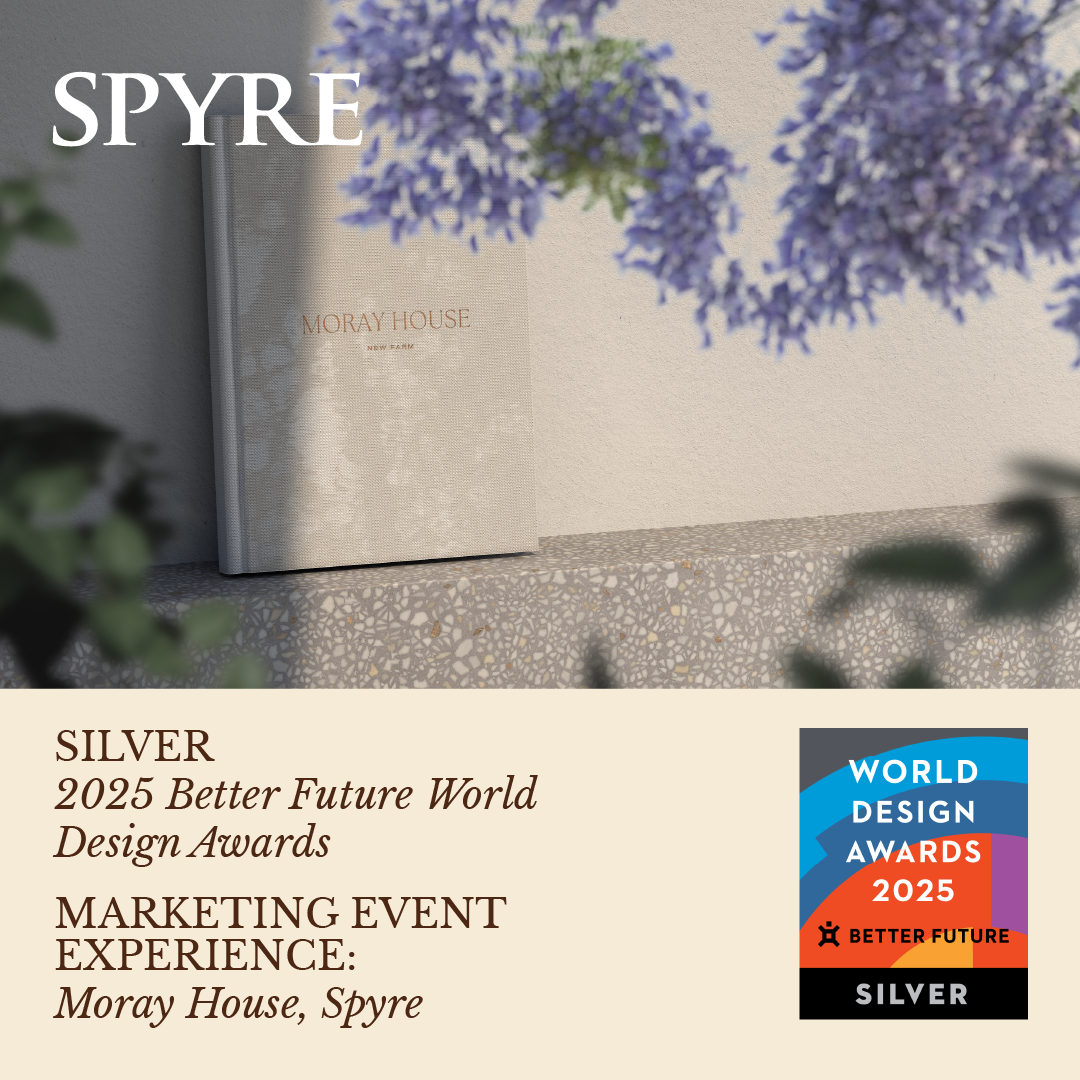 A tile of Spyre's award for Silver - Marketing Event Experience - Moray House – 2025 Better Future World Design Awards