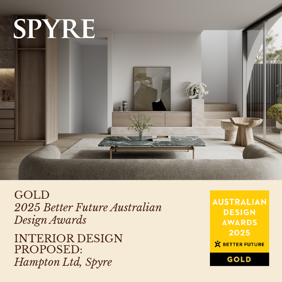 A tile of Spyre's award for Gold - Interior Design Proposed - Hampton Ltd - 2025 Better Future Australian Design Awards  