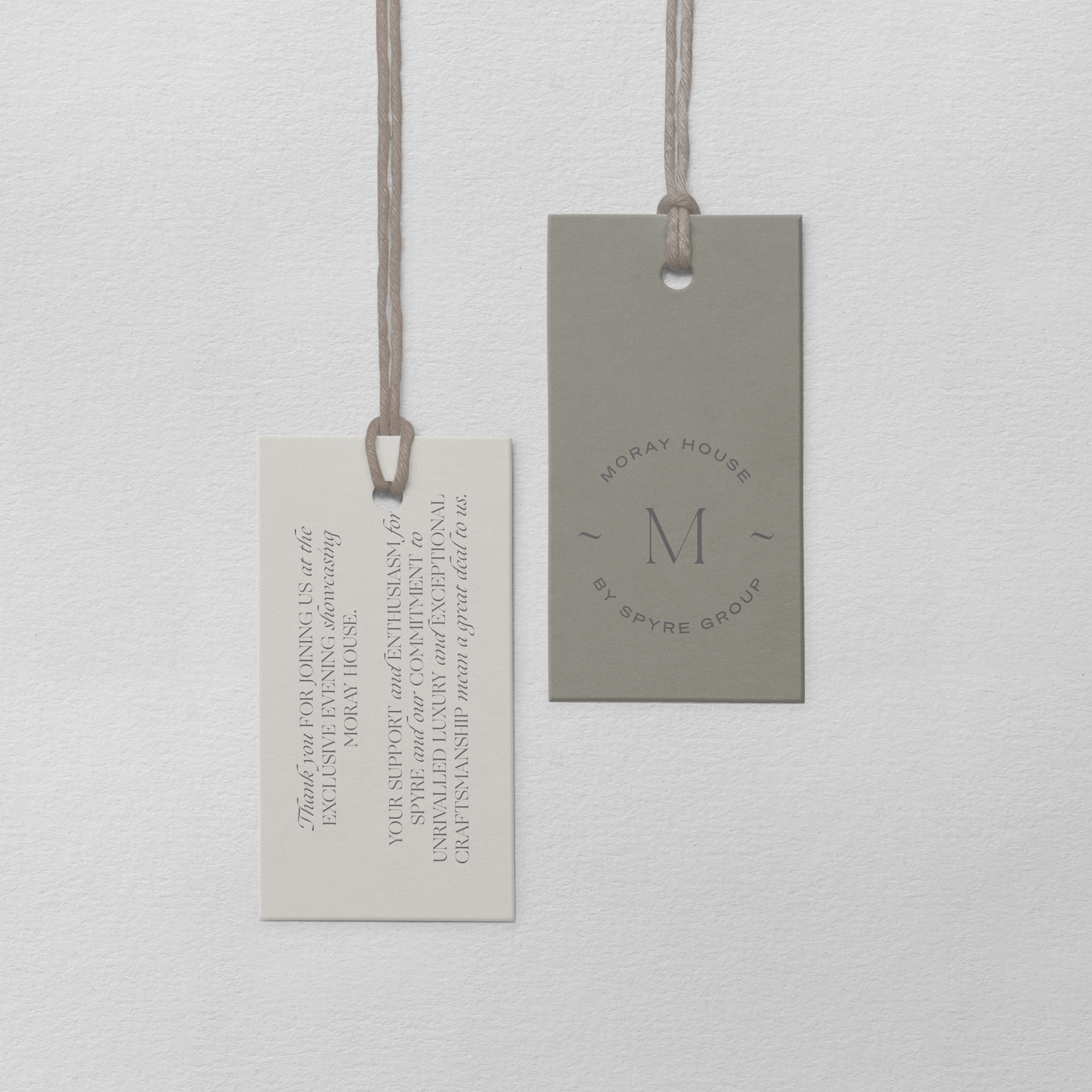 Spyre's Moray House event tags mockup.