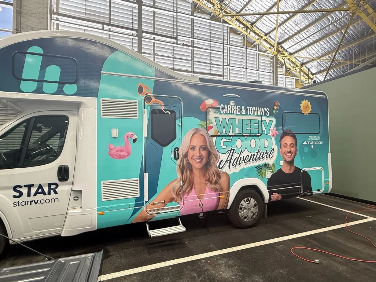 An exterior shot of Carrie & Tommy's van.