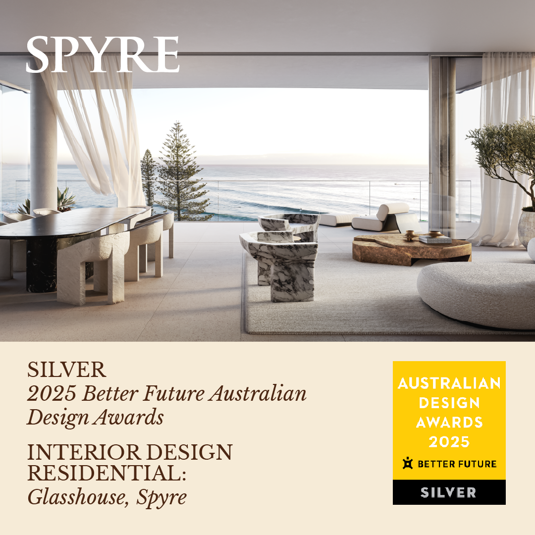 A tile of Spyre's award for Silver - Interior Design Residential – Glasshouse - 2025 Better Future Australian Design Awards