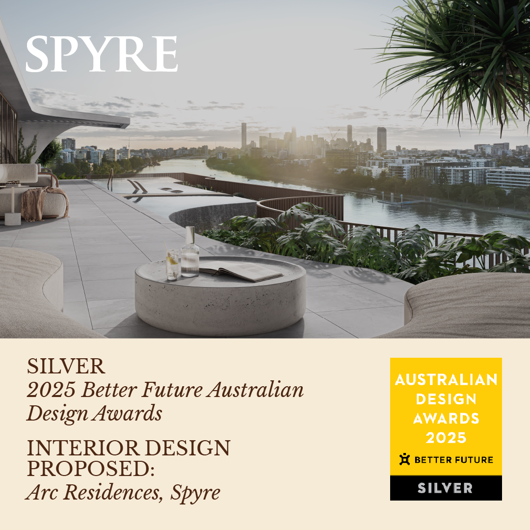 A tile of Spyre's award for Silver - Interior Design Proposed - Arc Residences - 2025 Better Future Australian Design Awards
