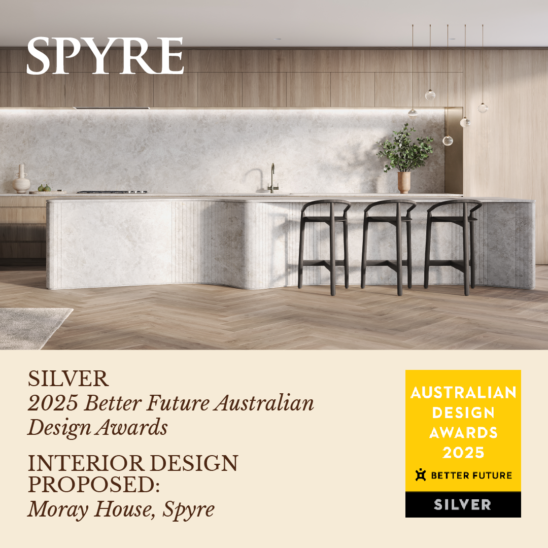 A tile of Spyre's award for Silver - Interior Design Proposed – Moray House - 2025 Better Future Australian Design Awards