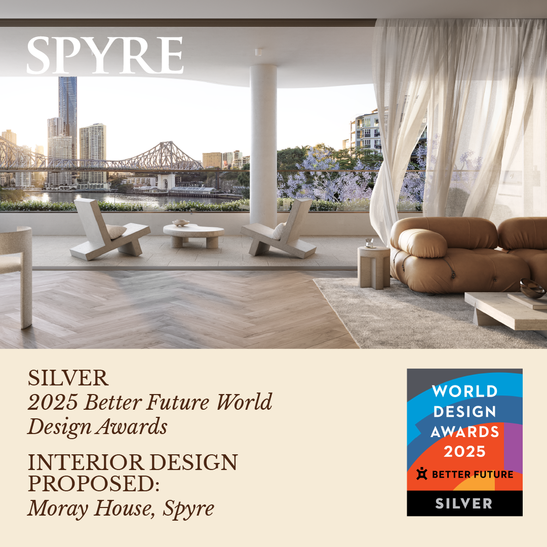 A tile of Spyre's award for Silver -  Interior Design Proposed - Moray House – 2025 Better Future World Design Awards