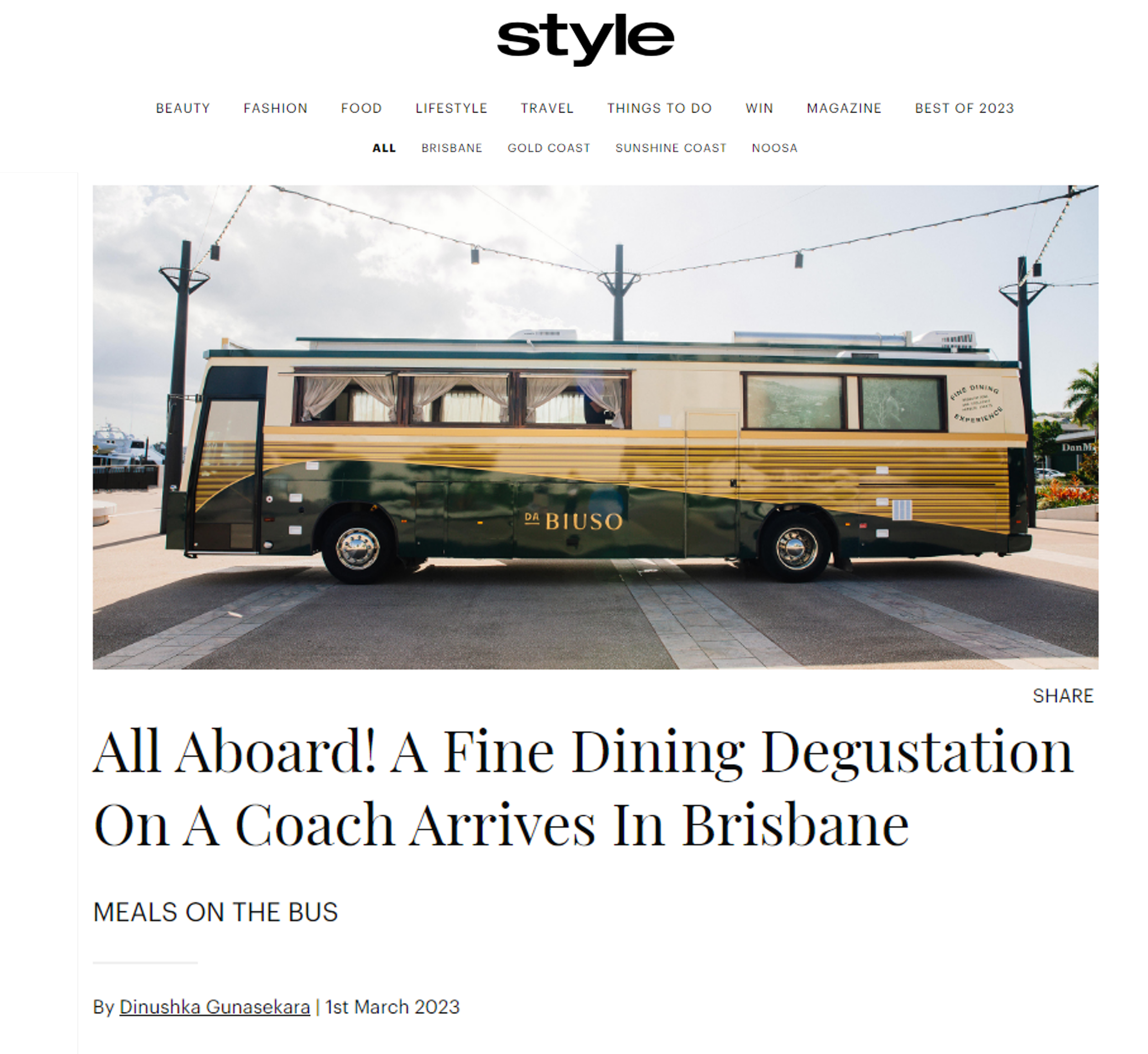 Style Magazine digital article on the Da Biuso launch.