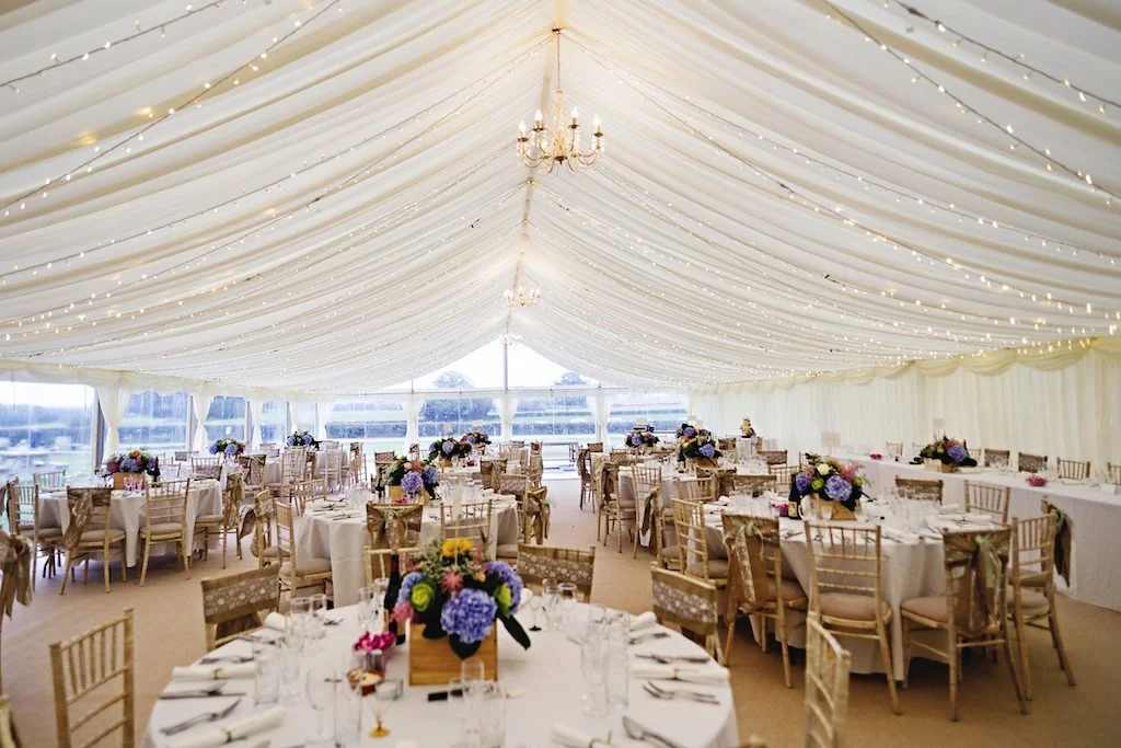 wedding marquee with fairy lights