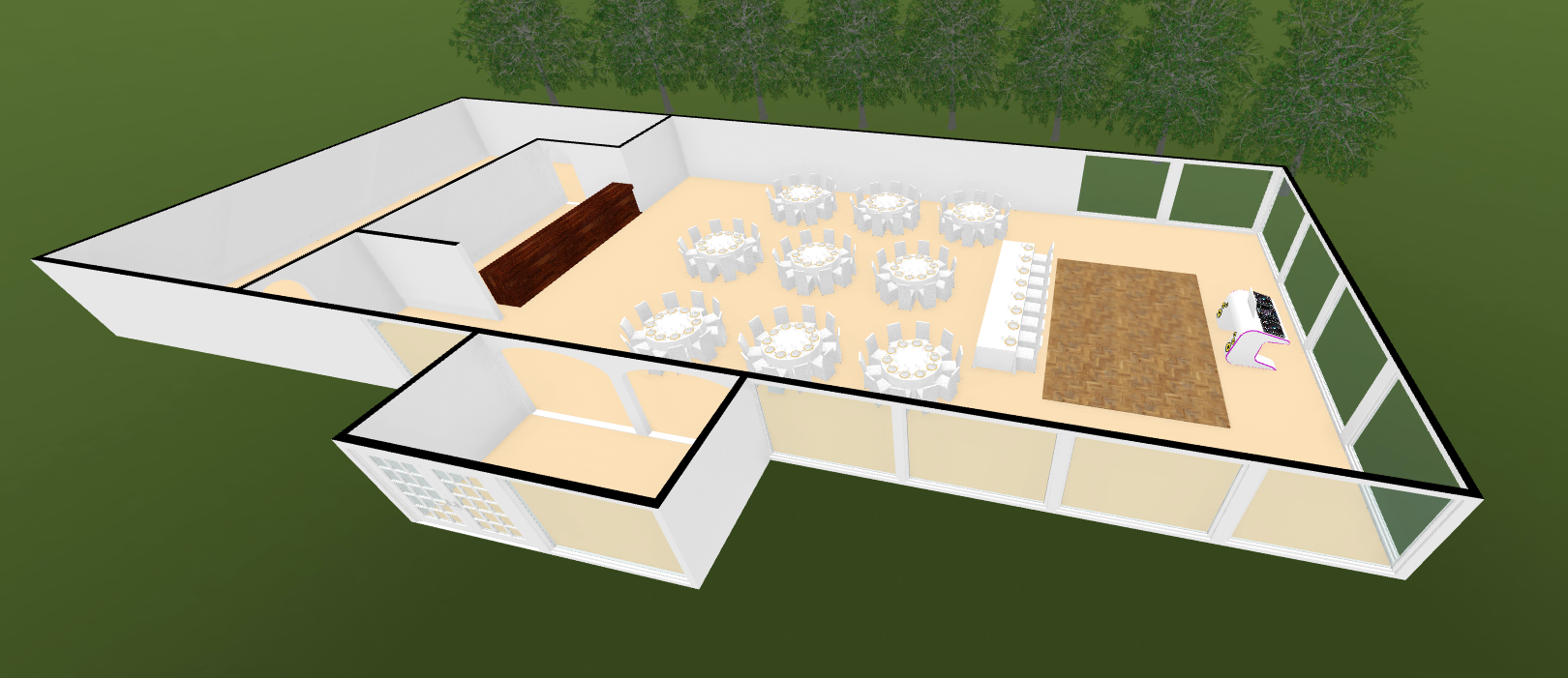 Glanusk estate wedding marquee layout