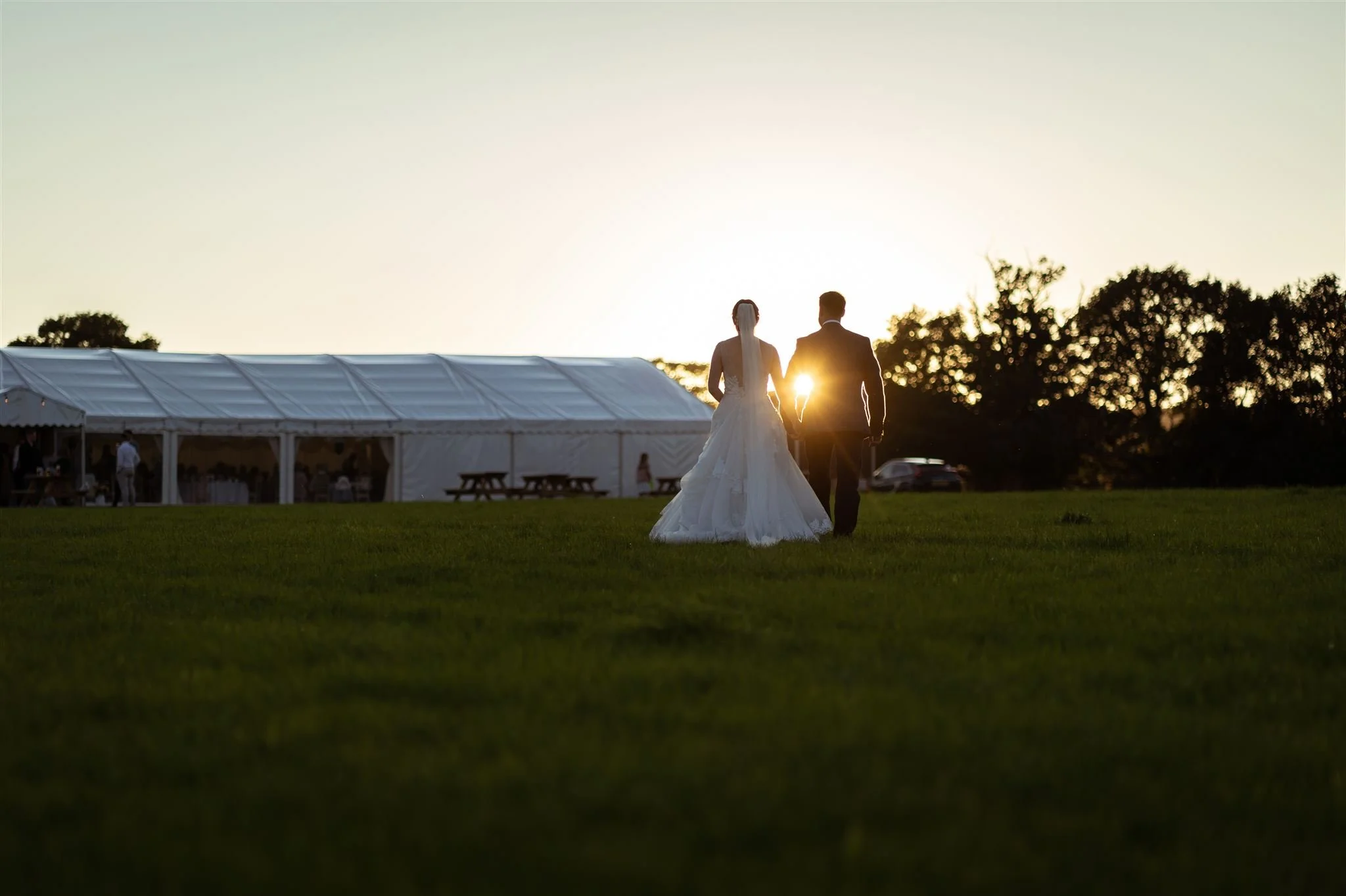 Wedding Marquee Brecon with Bride and Groom