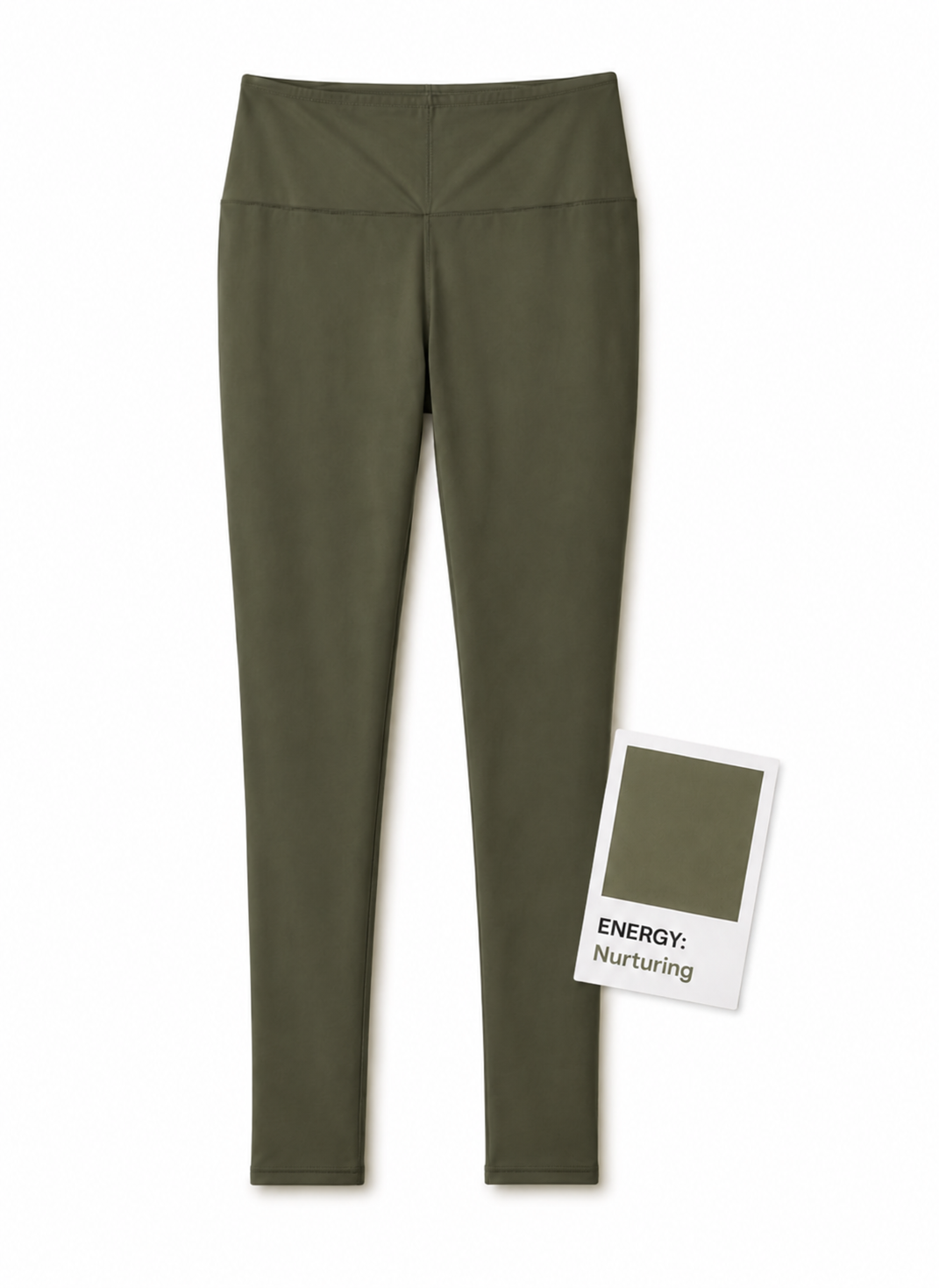 Leather Look Leggings - Olive
