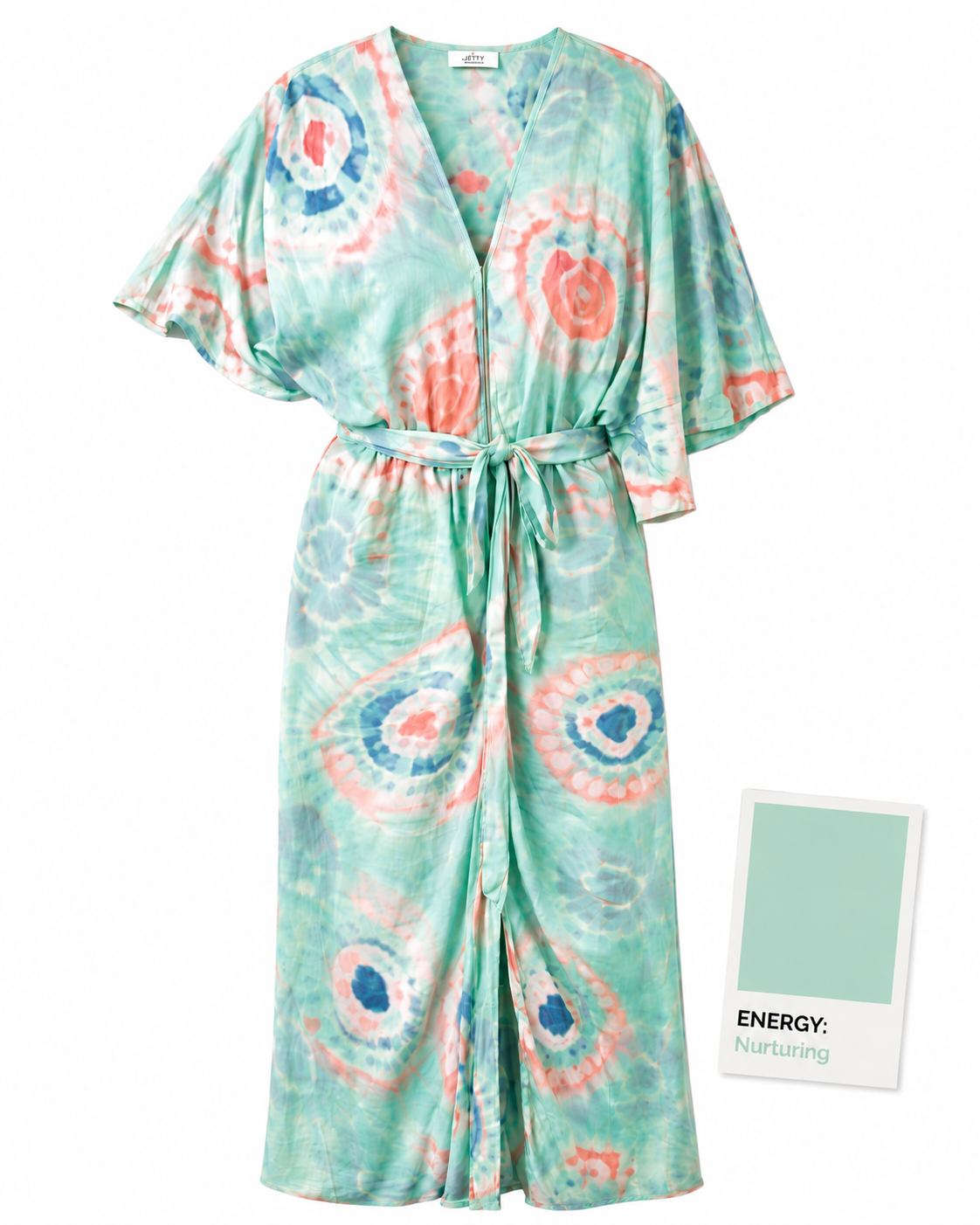 Acid Wash Silky Dress - Lime / Pink