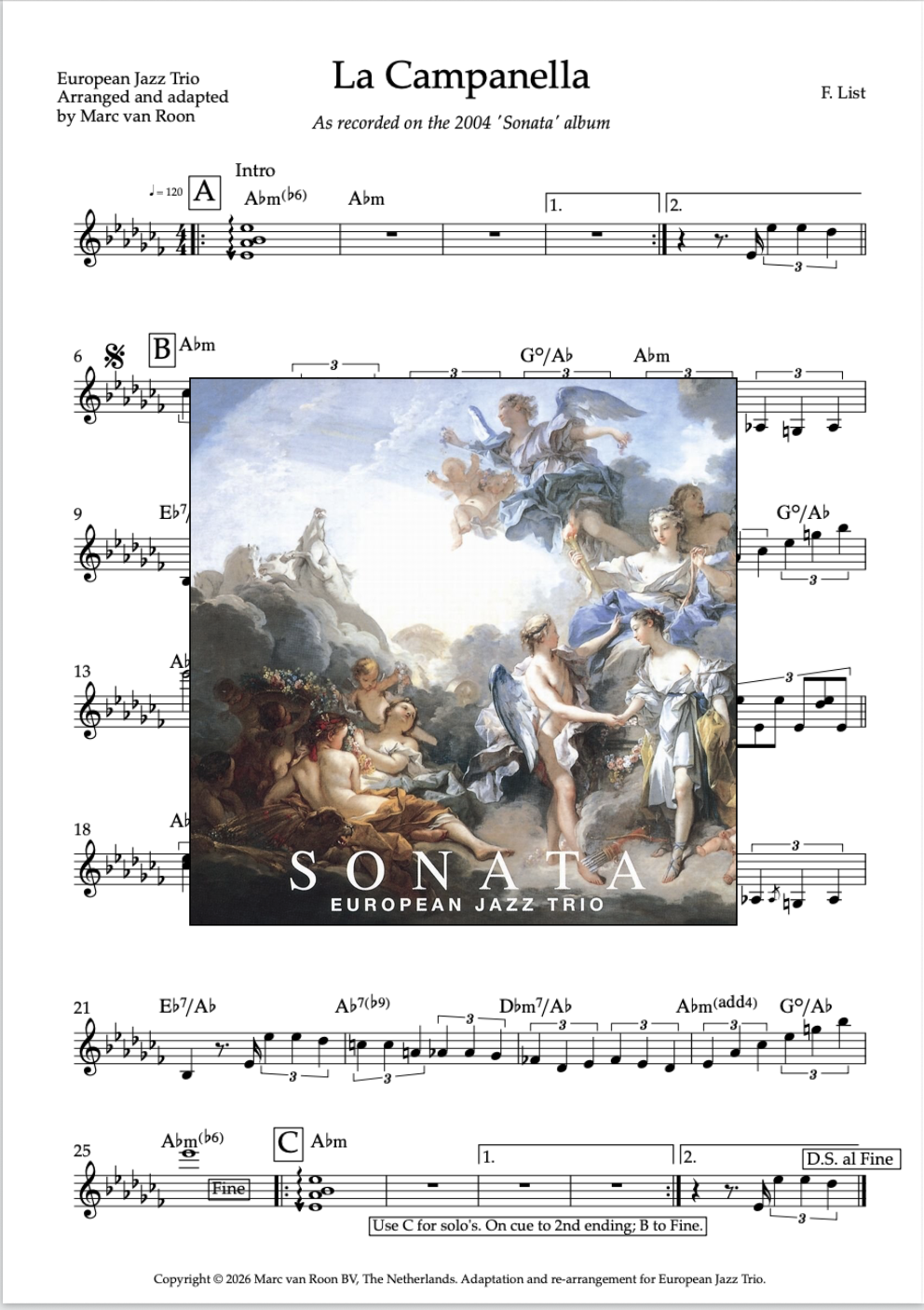 La Campanella by F. List (jazz version) Lead Sheet Only