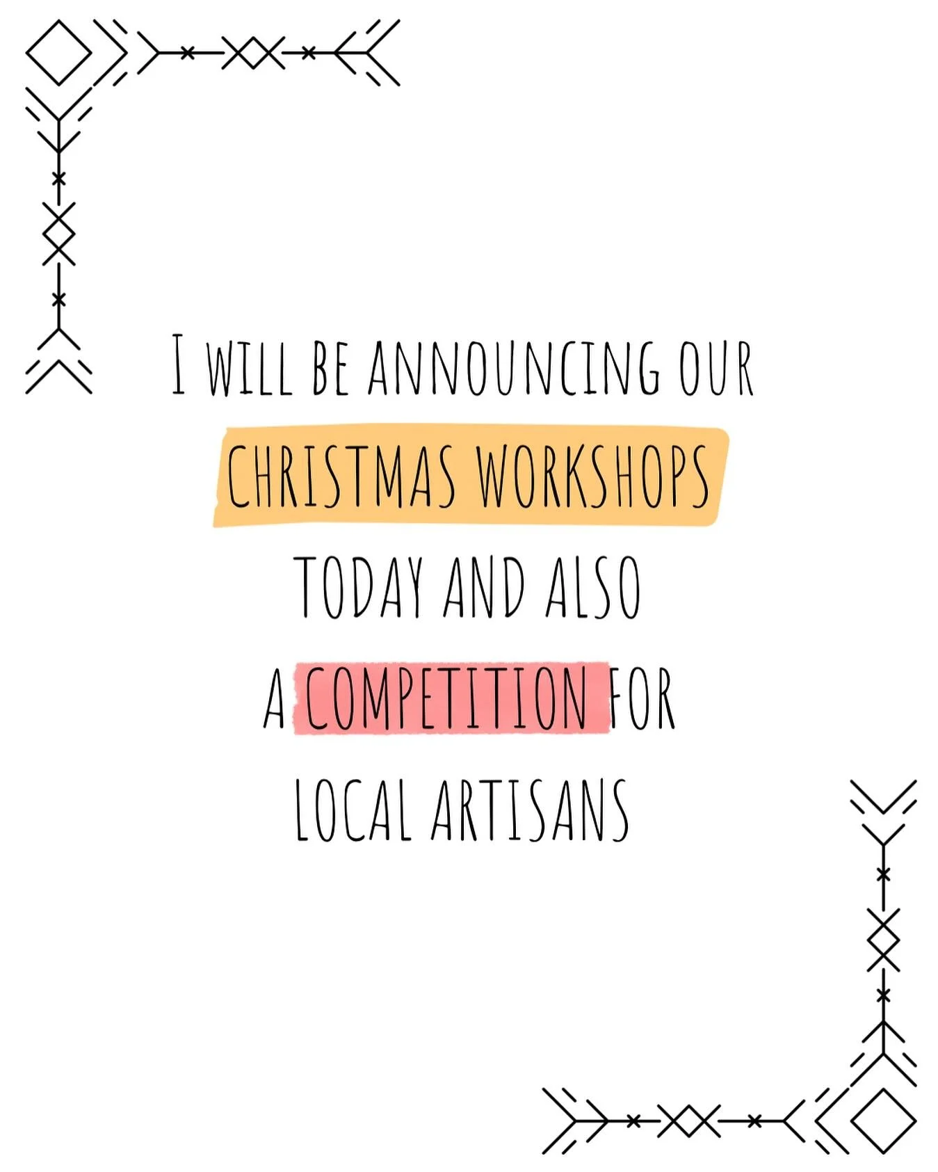 I will be announcing our workshops over November and December today and also a great opportunity for local artisans. Please keep an eye on social media and emails for a chance to enter a couple of Christmas competitions and be first online to secure 