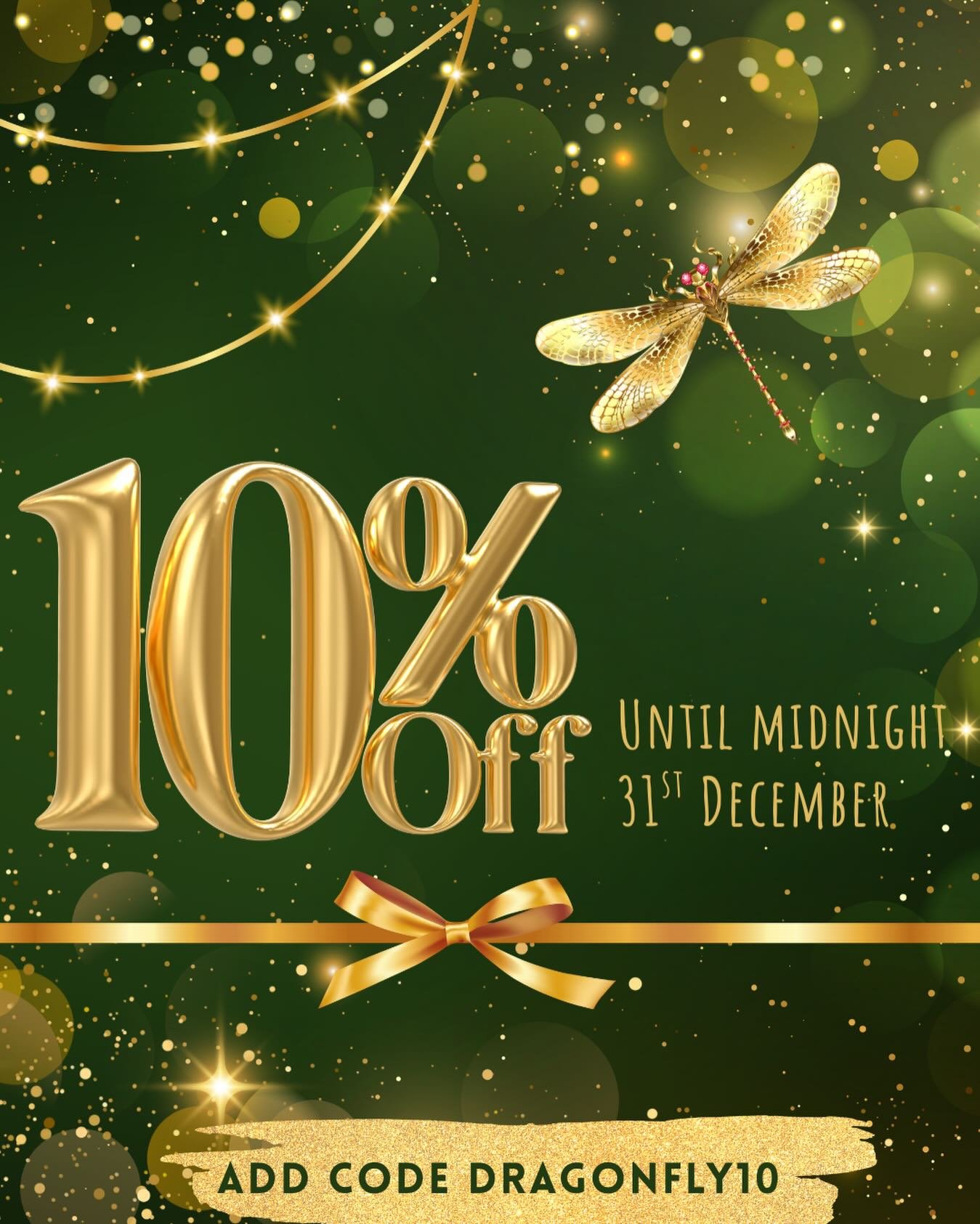 10% discount on online bookings until midnight on the 31st December. 

Apply Code: DRAGONFLY10 to redeem your discount. 

Your chance to book in advance and save money in the New Year. 

☆ 𝐌𝐞𝐫𝐫𝐲 𝐂𝐡𝐫𝐢𝐬𝐭𝐦𝐚𝐬 𝐄𝐯𝐞𝐫𝐲𝐨𝐧𝐞 ☆