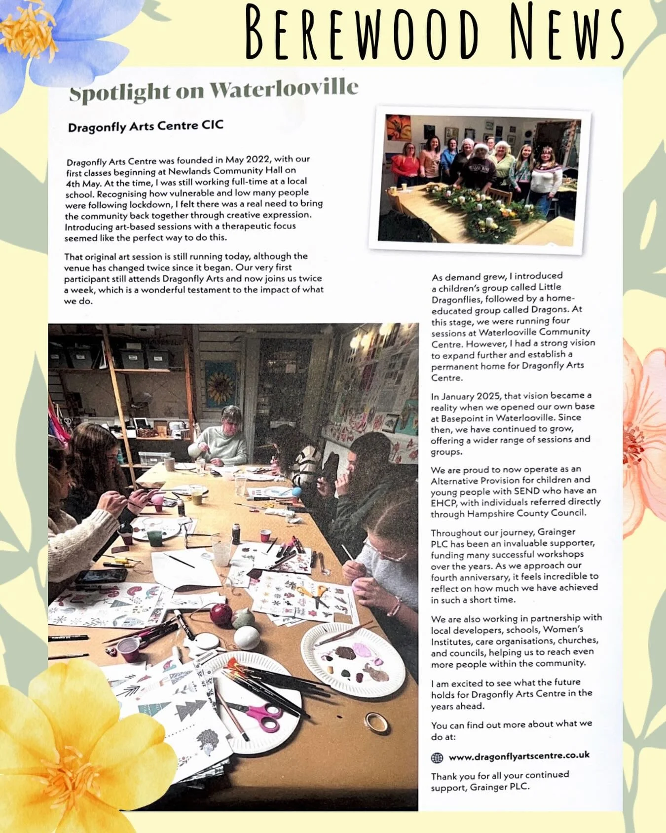 Thankyou Lea Alexandra - CDI, CMI, BPF 

A huge thank you to Grainger plc for making this happen. It&rsquo;s not every day that your organisation is recognised in a local newsletter as a &ldquo;Spotlight in Waterlooville,&rdquo; and we&rsquo;re incre