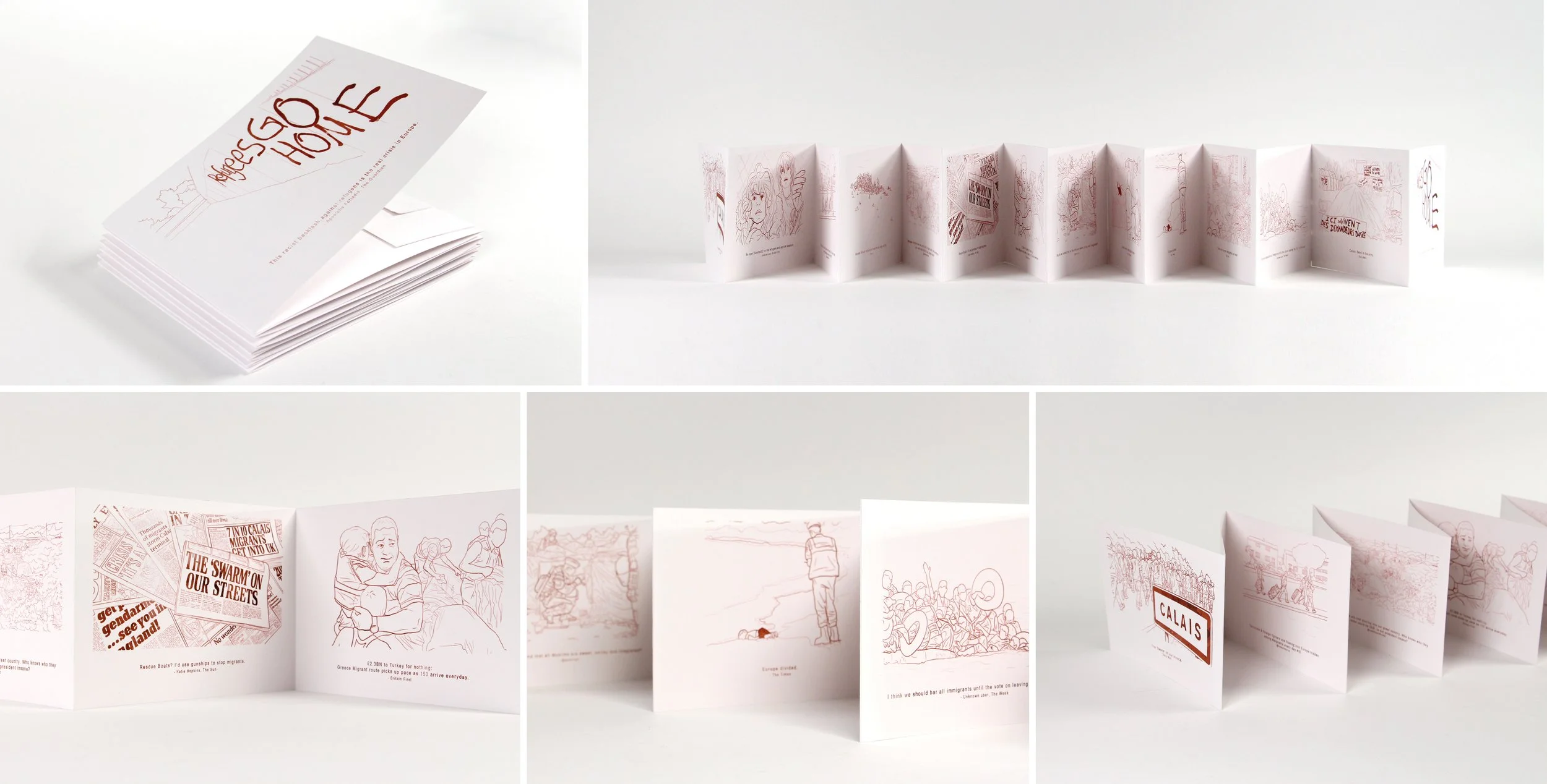 University project about the Refugee 'crisis' and its paradoxical depiction in the media, as a concertina print
📍Liverpool John Moores University, UK