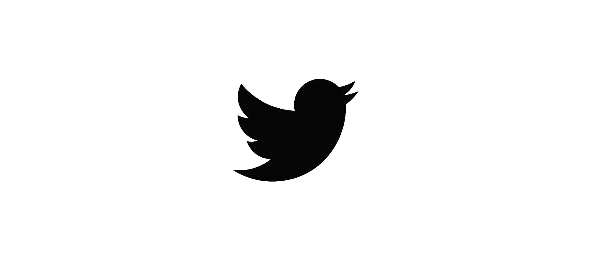 Black Twitter logo with bird silhouette in the center of a white background.