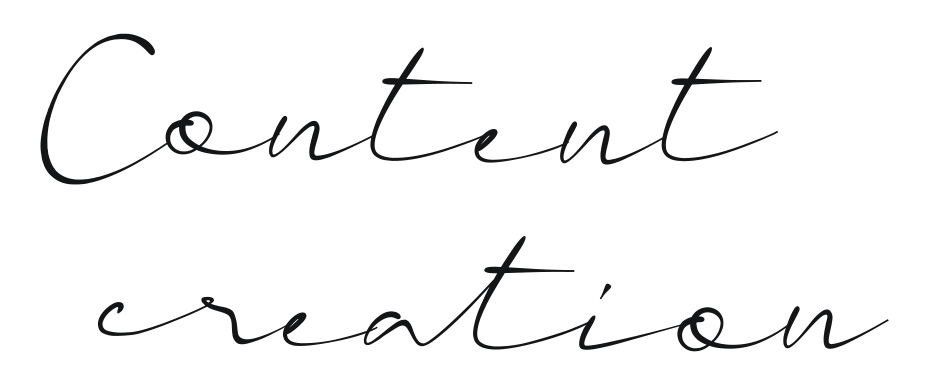 The image features the words 'Content creation' written in a cursive, black font on a transparent background.