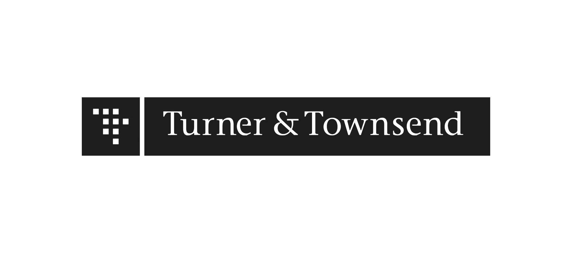 Company logo with a black square containing a digital dot pattern and the text "Turner & Townsend" in black on a white background.