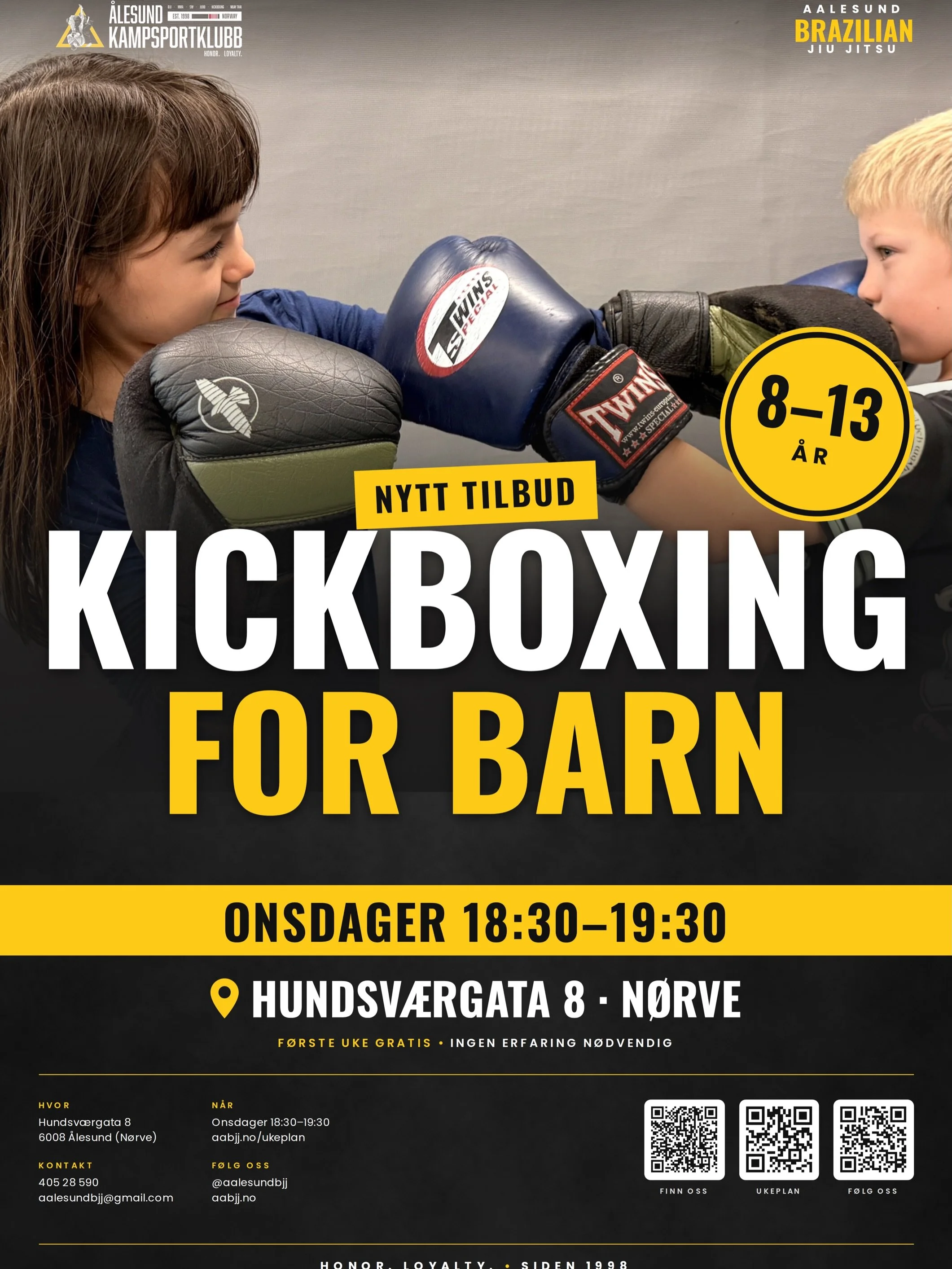 Klubben utvider med nytt tilbud: Kickboksing for barn mellom 8-12 &aring;r. P&aring; grunn av stor popularitet s&aring; har ungdoms- og voksenpartiet blitt infiltrert av barn som har lyst til &aring; trene kickboksing. Derfor starter vi n&aring; opp 