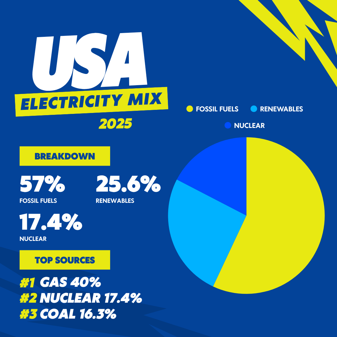 USA 2025 electricity mix