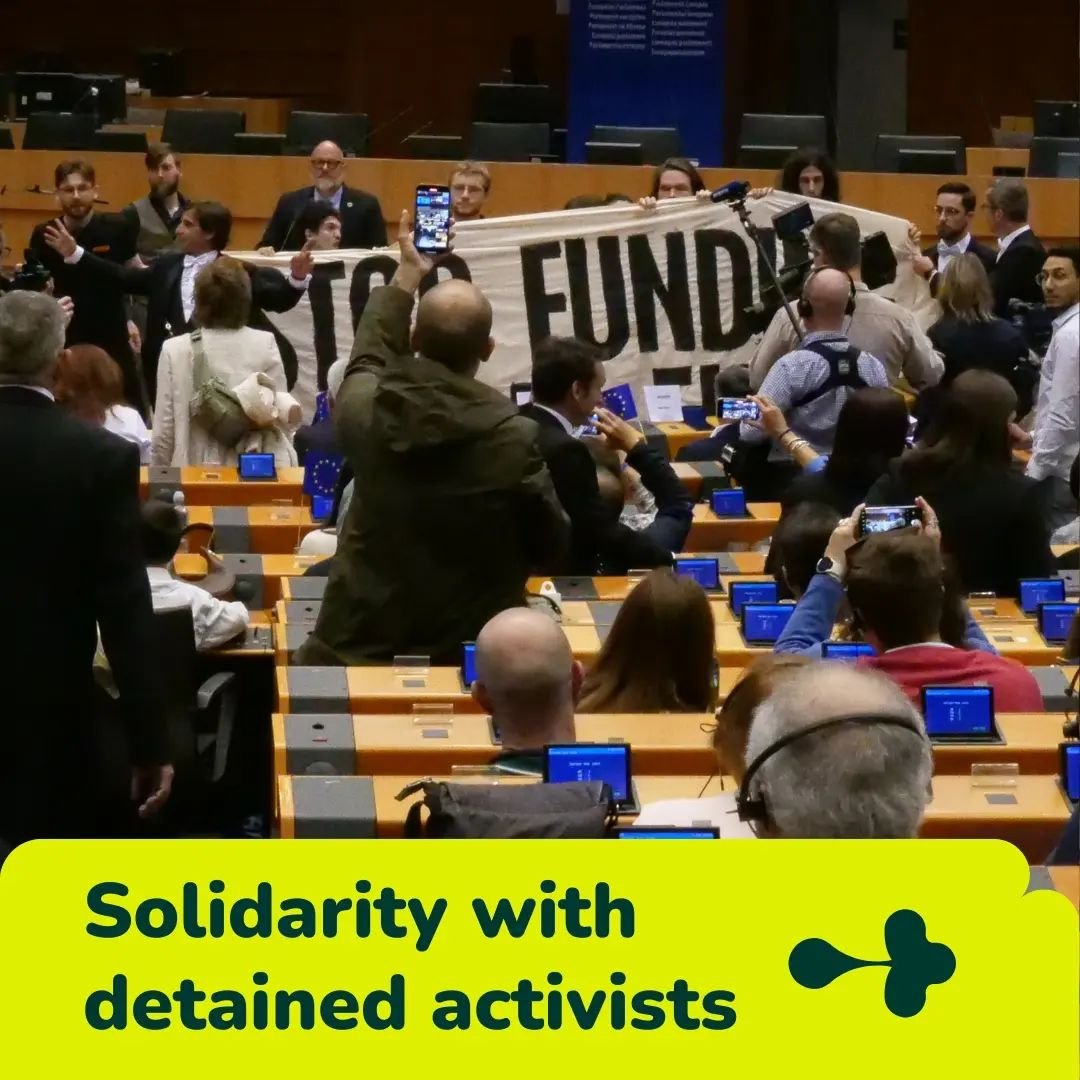 Today, at a peaceful protest against fossil fuel companies in the European Parliament in Brussels, our fellow activists from CDN Member Organisations were detained. 

CDN decisively stands with our activists and we are doing all we can to provide ass