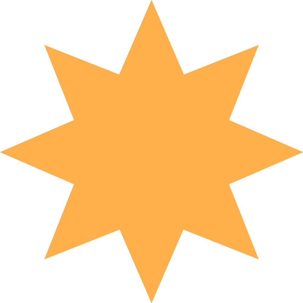 Une étoile orange à huit branches sur un fond noir.