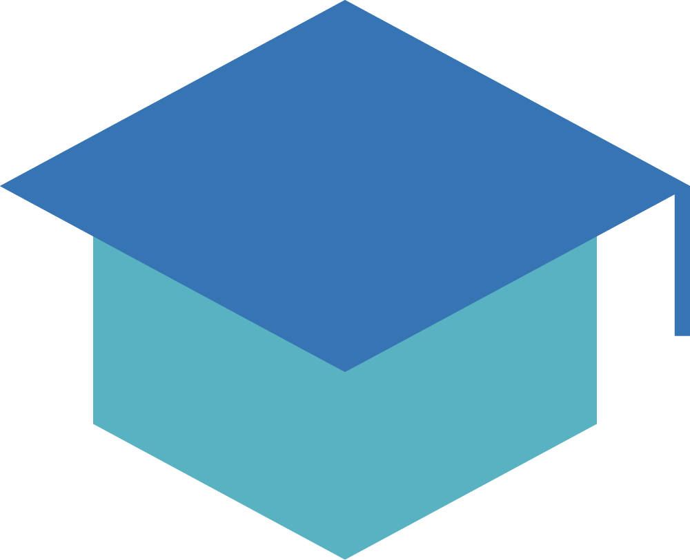 Un cube en 3D avec une couleur bleue foncée en haut et une couleur bleu clair en bas.