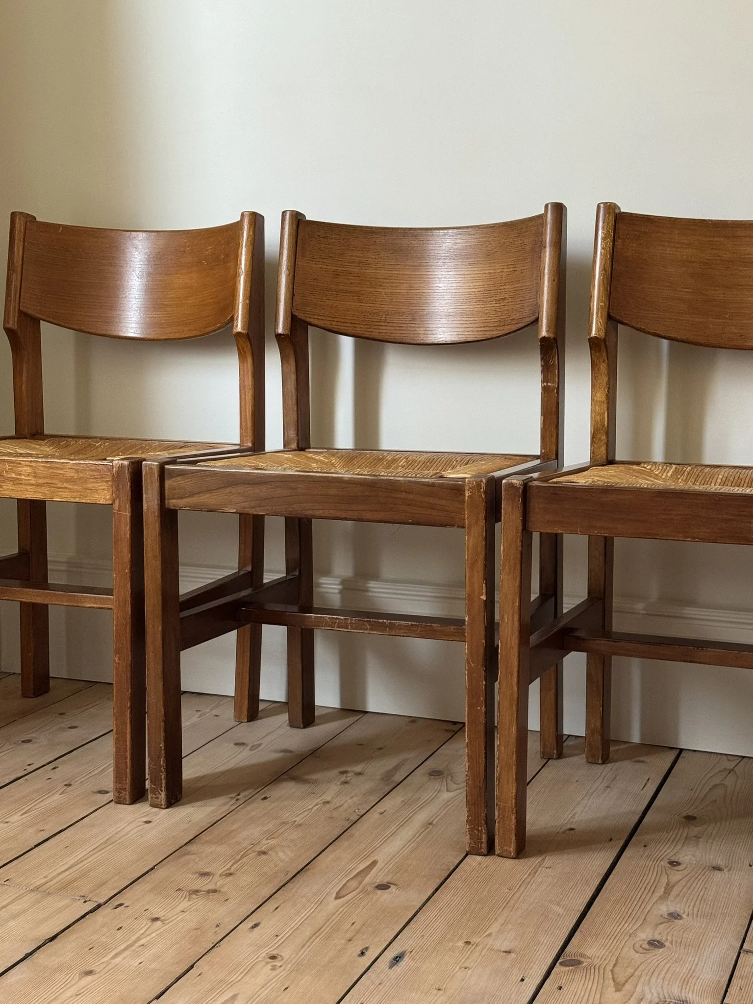 Maison Regain Elm Dining Chairs 1960s