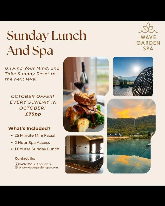 🍂✨ October Offer #2 &ndash; Sunday Spa Reset | &pound;75pp ✨🍂

Sundays are for slowing down&hellip; and we&rsquo;ve got the perfect reset. 🌿

💧 2 hours of spa access at the tranquil Wave Garden Spa
🌸 A refreshing mini facial to leave your skin g