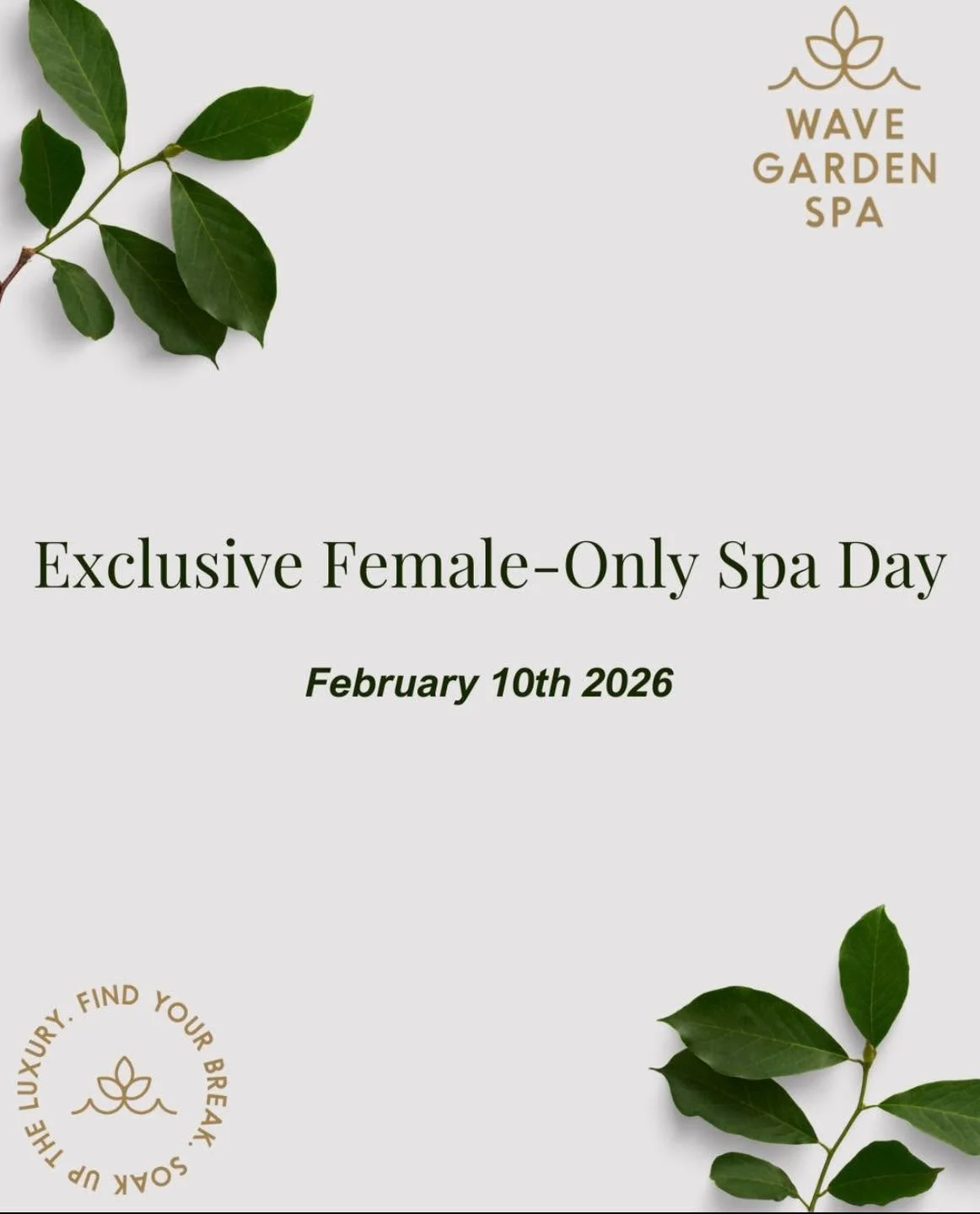 ✨ INTRODUCING: WAVE GARDEN SPA&rsquo;S FIRST FEMALE-ONLY SPA DAY ✨

Ladies, this one&rsquo;s just for you 💕
After many requests we have decided to launch our first ever Female-Only Spa Day. 

Relax, unwind and recharge in a calm, welcoming space des