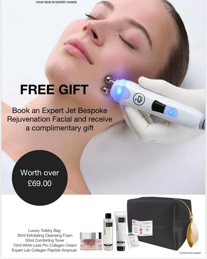 ✨ LIMITED TIME OFFER ✨

Treat your skin to the ultimate glow-up with our Expert Jet Bespoke Skin Rejuvenation Treatment 💆&zwj;♀️

💎 Only &pound;130 per treatment - book this during May with our birthday offer for only &pound;117!!! 
🎁 FREE gift wi