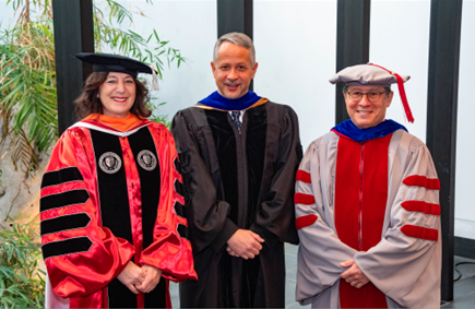 Investiture Ceremony 2025 - Gabor Balaszi with the President Goldsmith and Dean Singer