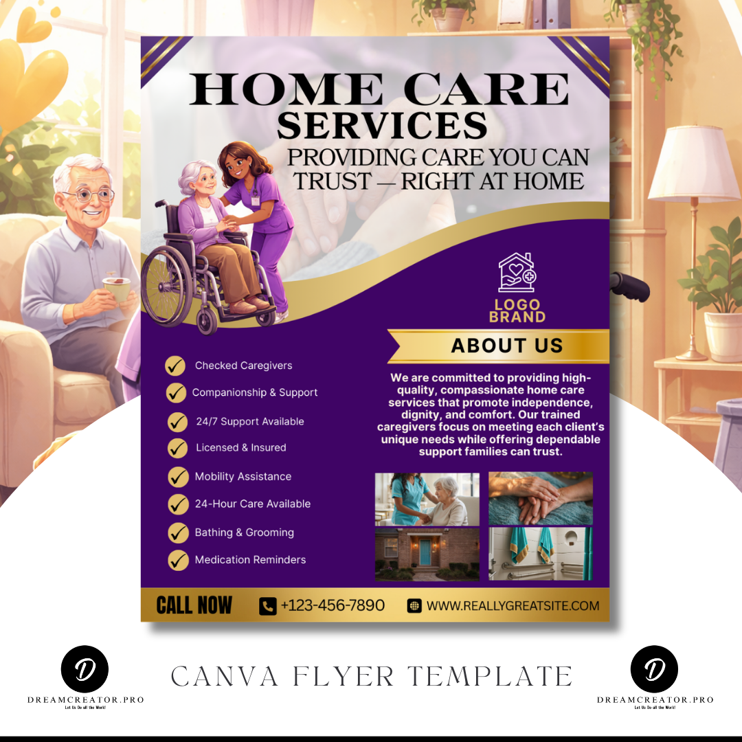 Home Care Service Flyer / DIY Home Care Service Flyer/ Canva Template 2026 / Medical Template / Medical flyer / Medical flyer Template / CNA