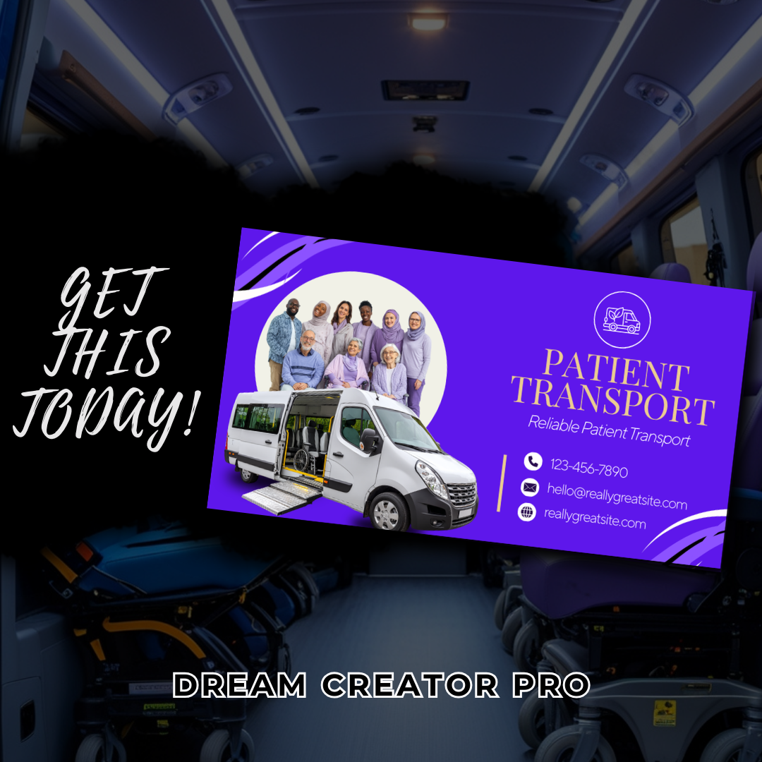 Medical Transport Business Card Template | Non Emergency Patient Transport Canva Card | NEMT Transportation Design