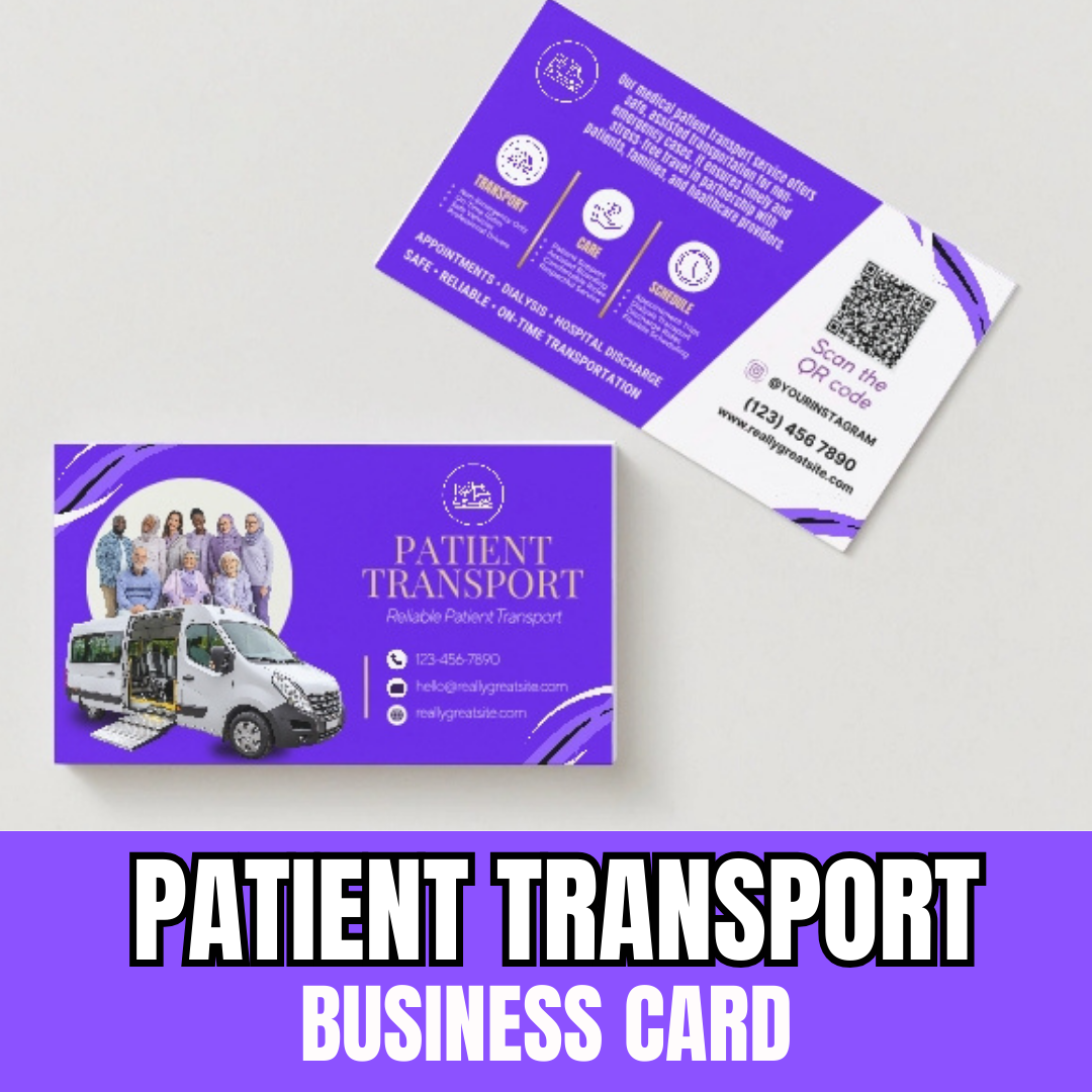 Medical Transport Business Card Template | Non Emergency Patient Transport Canva Card | NEMT Transportation Design