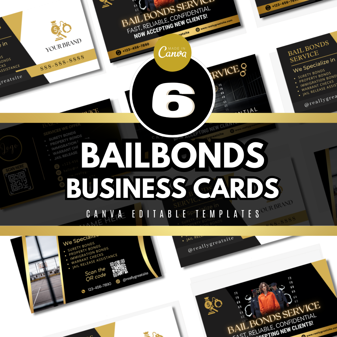 Bail Bonds Service Business Cards / Background Check Video / Verification / Bail Bond Agency Cards / Warrant Check / Security Services / IG