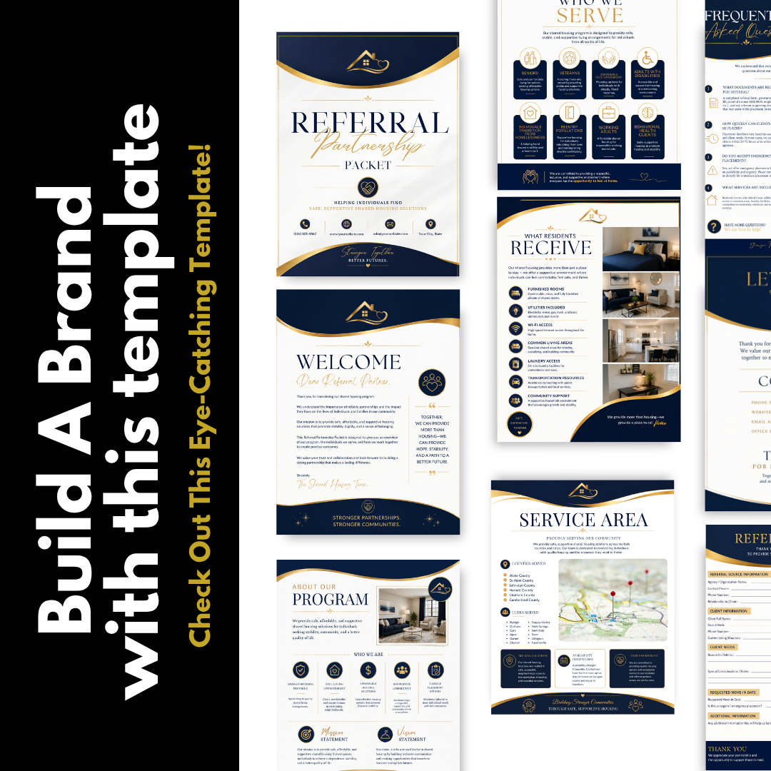 Shared Housing Referral Partnership Packet | Housing Provider Canva Template | Referral Packet Bundle | Editable Partnership Proposal