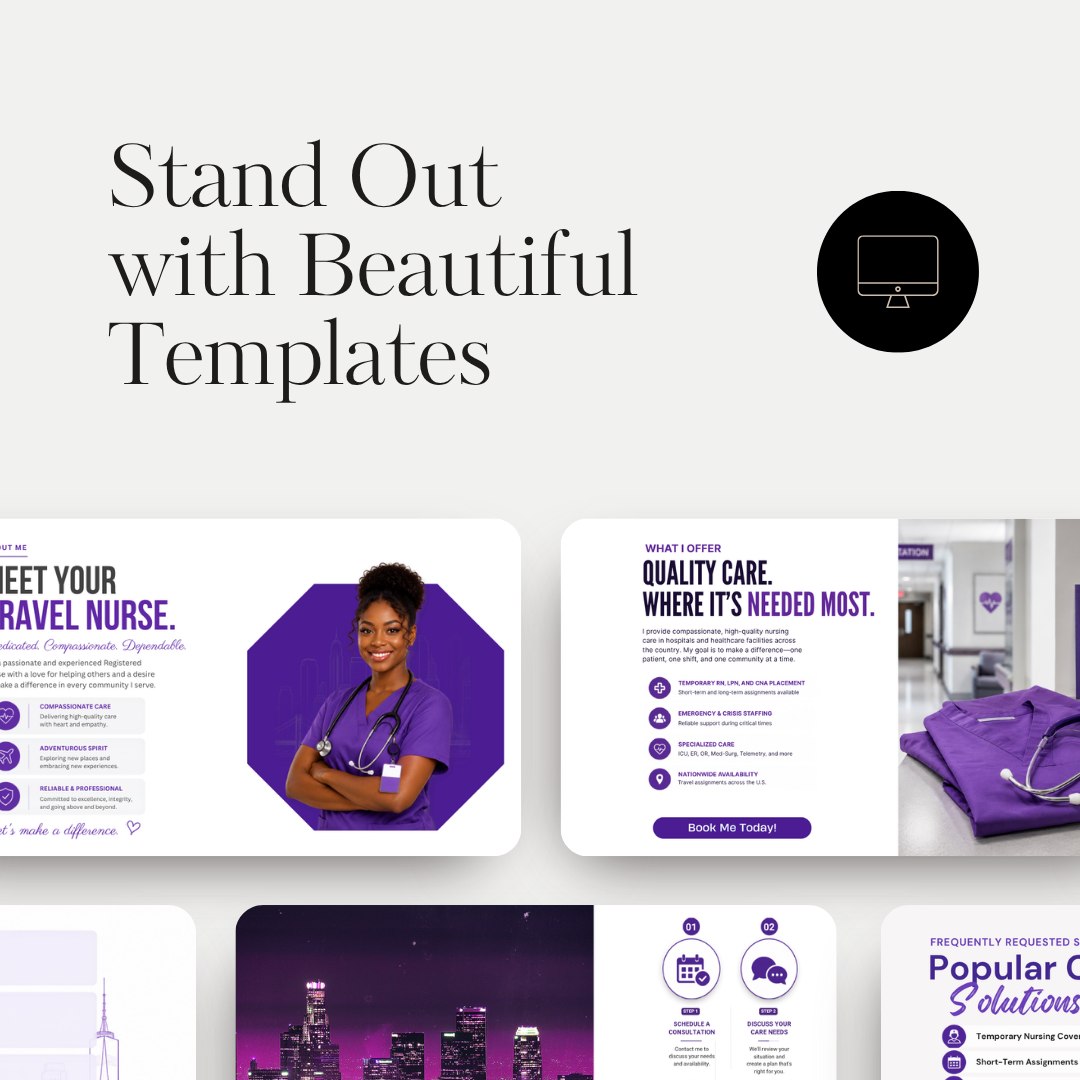 Travel Nurse Website Template Canva | Private Duty Nurse Website | RN Landing Page Design | Healthcare Website Template | Nursing Services