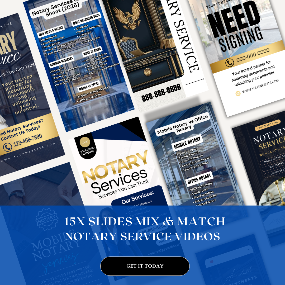 Mobile Notary Reels Templates | Notary Service Instagram Reels | Notary Marketing Content | Canva Editable Video Templates | Digital Download