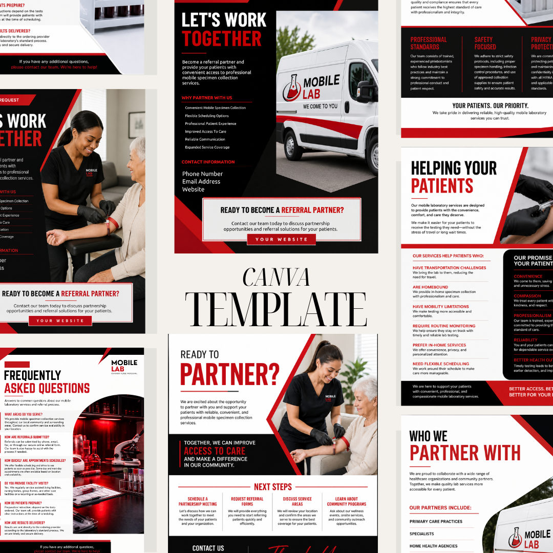 Mobile Lab Referral Proposal Packet | Medical Proposal Template | Healthcare Partnership Presentation | Canva Proposal | Phlebotomy Packet